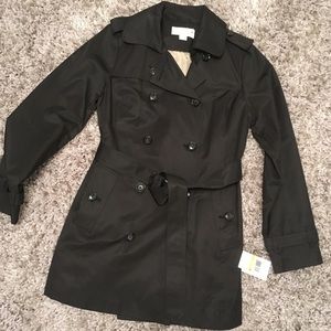 NWT Michael Kors Black Classic Trench Sz Medium